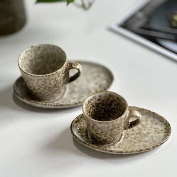 Кофейный сервиз "Корманд" 4 чашки (100 мл) + блюдца, беж 30157 фото