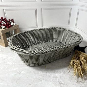 Корзина плетеная для хлеба, 28х21х8 см, серая 11363 фото