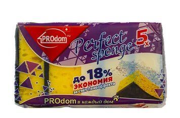 Губка "Perfect Sponge" 5шт ТМ Продом (жовта) 21386 фото