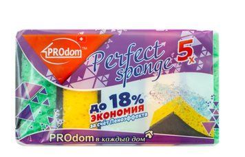 Губка "Perfect Sponge" 5шт ТМ Продом (жевто/зелена) 21387 фото